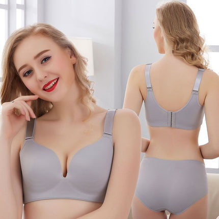 plus size Underwear Bra Thin Push-up Big Chest Push-up Adjustable Full Cup Non-rimless Underwear Gap Non-marking Bra