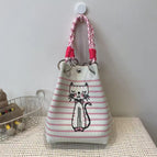 Horizontal striped slim cat handbag