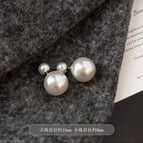 Shijia colorful milky white pearls [pair of 925 silver needles]