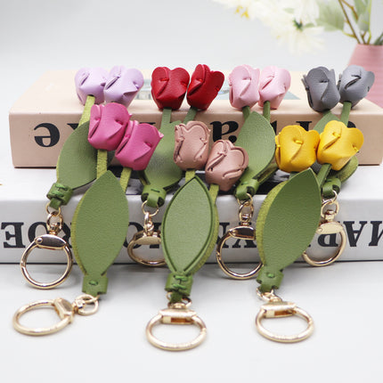 Little red book with tulip keychain cute personality car key bag pendant can be printed logo factory direct sales