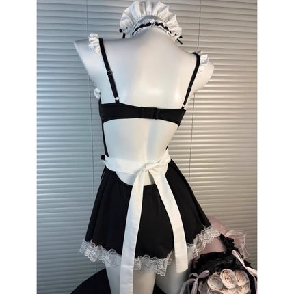 Funny Kitten Sexy Pajamas Maid with Breast Pads Pure Lust Suspender Nightgown High-End Uniform Suit
