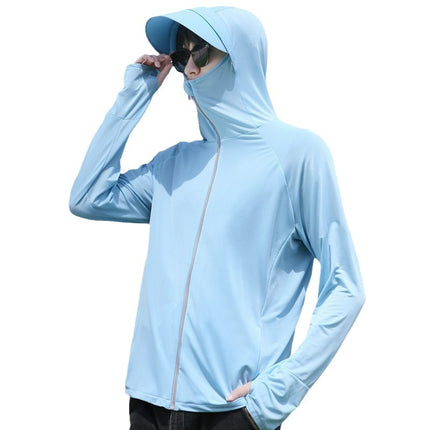 Men's summer sunscreen clothing ice silk breathable outdoor quick-drying sunscreen clothing UV protection fishing clothing thin logo system