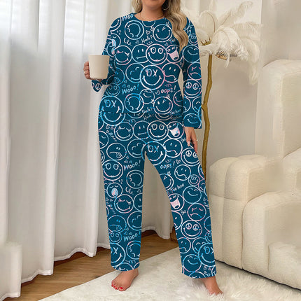 Cross-border Foreign Trade Autumn Milk Silk Pajamas Women's Home Clothes Plus Fatty Casual Long-sleeved Trousers suit Can Wear