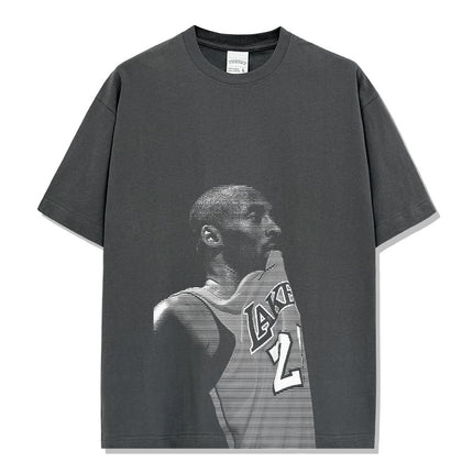 Loose Casual Kobe-Style Trendy Short-Sleeve High-Street Retro Heavyweight Pure Cotton Solid Color T-Shirt with Direct Spray Print by a Trendy Brand