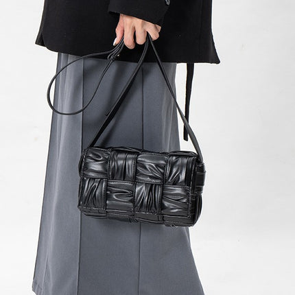 Wholesale Woven Bags for Women 2026 Large Capacity Shoulder Crossbody Bag Plaid Pleated Women's Bag Handbag Storage Light Luxury