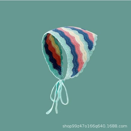Hot Girl Internet Celebrant Photo Flower French Style Triangle Scarf Headscarf Women's Cute Knitted Hair Band Silk Scarf High-grade Headwear Summer