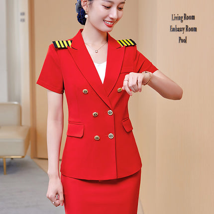 Double-Breasted Snare Drum Clothing Suit for Women New Summer Red Drum Band Clothing Wind Instrument Honor Guard Performance Clothing