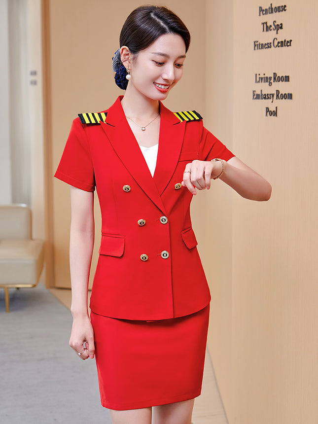 Double-Breasted Snare Drum Clothing Suit for Women New Summer Red Drum Band Clothing Wind Instrument Honor Guard Performance Clothing