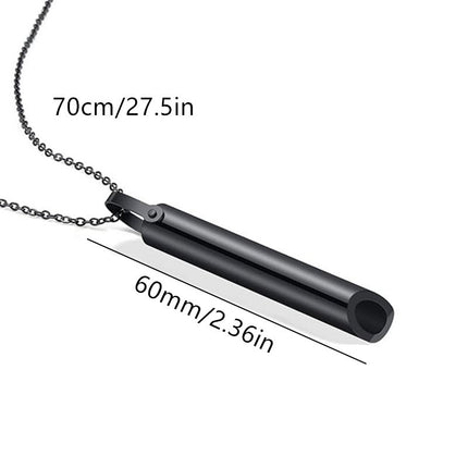 Cross-border Amazon Hot Sale Stainless Steel Whistle Decompression Anxiety Meditation Mindfulness Breathing Yoga Titanium Steel Pendant Necklace