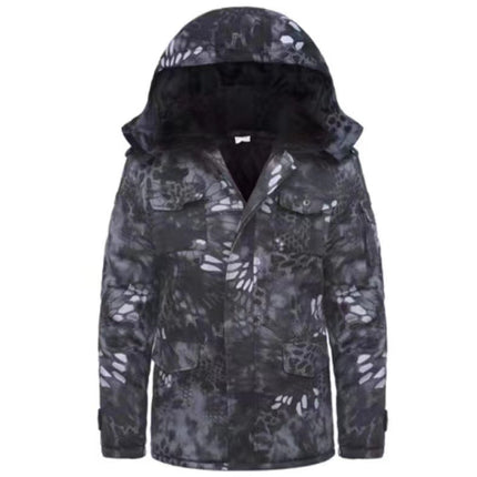 Winter camouflage cotton-padded jacket men's cold-proof warm outdoor overalls hooded thickened cotton overcoat labor protection wholesale