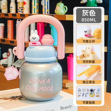 Wholesale Large-Capacity Plastic Straw Cups for Summer, Suitable for Men and Women, with a High Aesthetic Appeal, Portable Outdoor Sports Water Bottles for Children