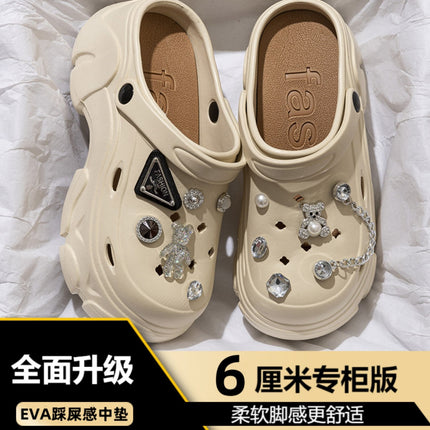Women's High-Heeled Clogs for Outdoor Wear, Ultra-Thick Sole Height-Increasing Non-Slip Beach Sandals, Closed-Toe Sandals for Women, Summer 2025 Outdoor Wear