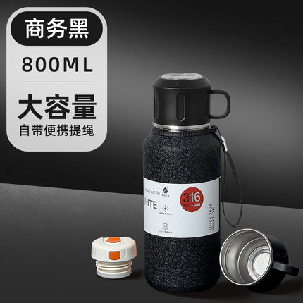 Outdoor Large-Capacity All-Steel Kettle for Men, Tea-Water Separation Vacuum Insulated Cup, 316 Stainless Steel Hiking Sports Water Cup