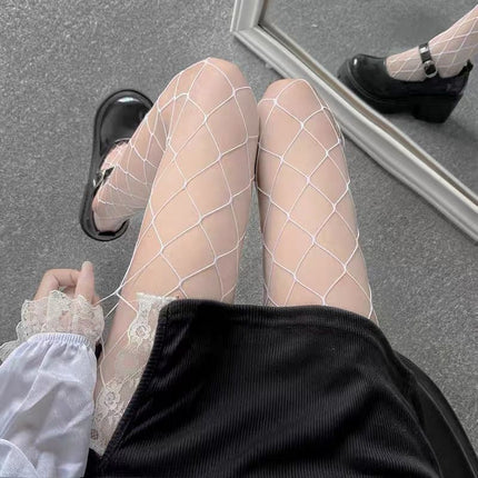 Polka-Dot Black Stockings, Feminine, Ultra-Thin Heart, Bare Legs, Sexy Artifact, White Fishnet Stockings, High-End Air Feel