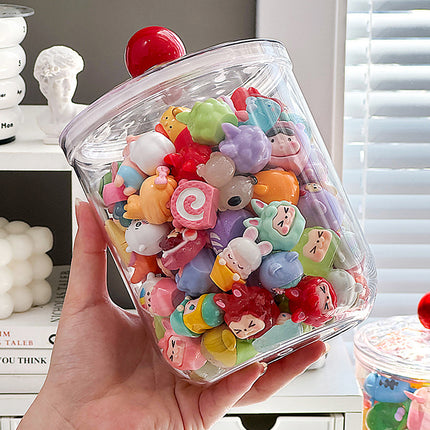Cute Storage Can Transparent Dustproof Small Hand-held Greedy Baby Mini Bubble Mart Lego Storage Box