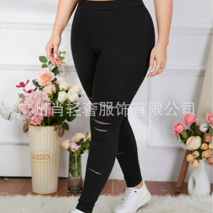 Cross-border Europe and the United States solid color hole tight leggings