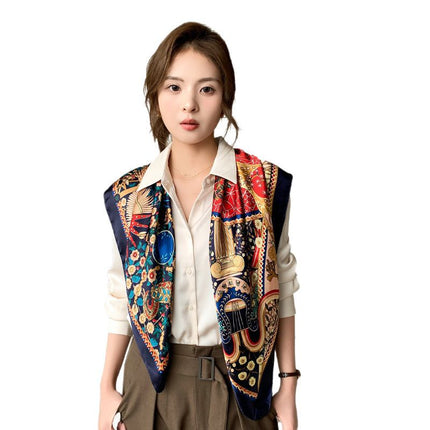Spring and Autumn New Large Square Scarf Large Silk Scarf Decorative South Korea All-match Women's Scarf Headscarf Scarf Chic Style Hair Belt Art