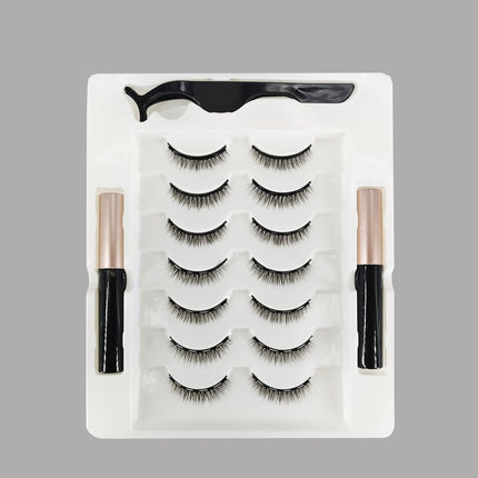 Wholesale magnetic eyeliner false eyelashes magnet false eyelashes 3D three-dimensional net red magnetic false eyelashes 3 pairs of suit