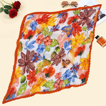 New wrinkled small square scarf female Korean imitation silk printed wrinkled small scarf Joker scarf decorative scarf wholesale