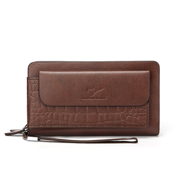 Cross-border new handbag men's business hand bag double zipper large capacity mobile phone bag men's wrist bag foreign trade wholesale