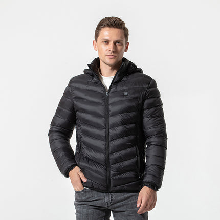 Cross-border Explosions Heating Cotton Clothes Men's Nine-zone Hooded USB Heating Long-sleeved Women's Intelligent Constant Temperature Heating plus size Cotton Clothes