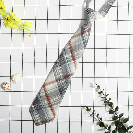JK Small Tie Women's College Style Lazy Japanese Style Plaid Uniform Shirt Tie Student ins Men's and Women's Short Free Tie