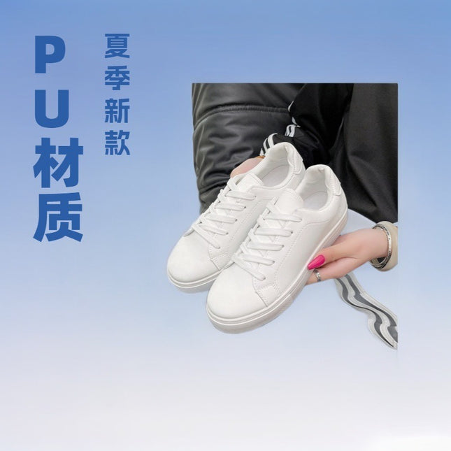 Cross-border Amazon Explosions White Shoes Spring and Summer New Lace-up Student Shoes Soft Sole Running Shoes Flat Non-slip Women's Shoes