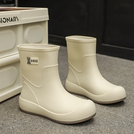 Cross-Border Fashion Rain Boots for Women, Short-Tube Soft-Soled Comfortable Korean-Style Versatile Water Shoes, Outdoor Camping Shoes, Waterproof Car Wash Shoes