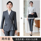 Gray jacket + shirt + cropped pants / S