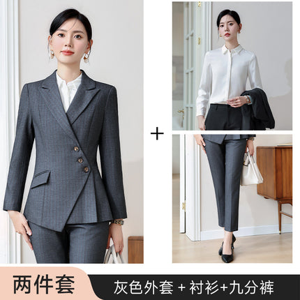 High-end Sense Striped Suit suit Women's 2024 Autumn Fashion Elegant High-end Business Wear Goddess Fan Dress Suit