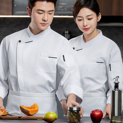 French Chef Overalls Long-Sleeved Men's Hotel Restaurant Kitchen Breathable Sweat-Absorbent Summer Chef Uniforms Short-Sleeved Women's Wholesale