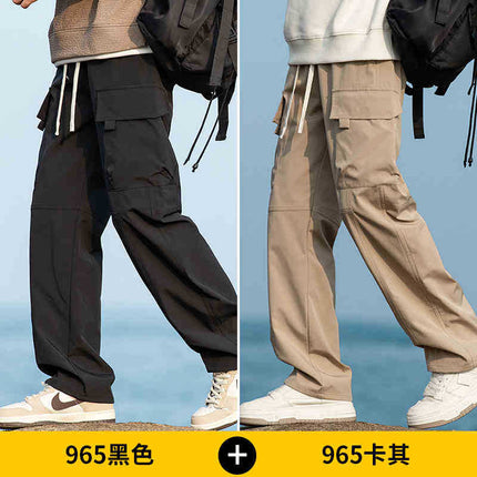 Camel HJCAMEL American Tooling Pants Men's Autumn and Winter Loose Straight Windproof Waterproof Parachute Pants Casual