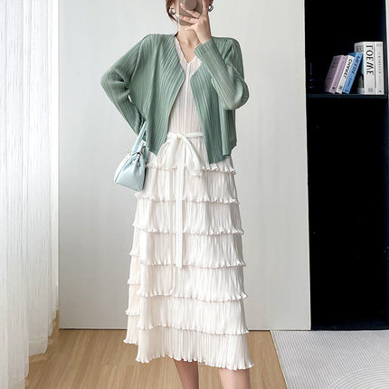 Miyake Elegant Fashion Casual Comfortable Simple Tight Waist Slimming Slim-fit Cake Skirt Women's 2023 Summer New Pleated