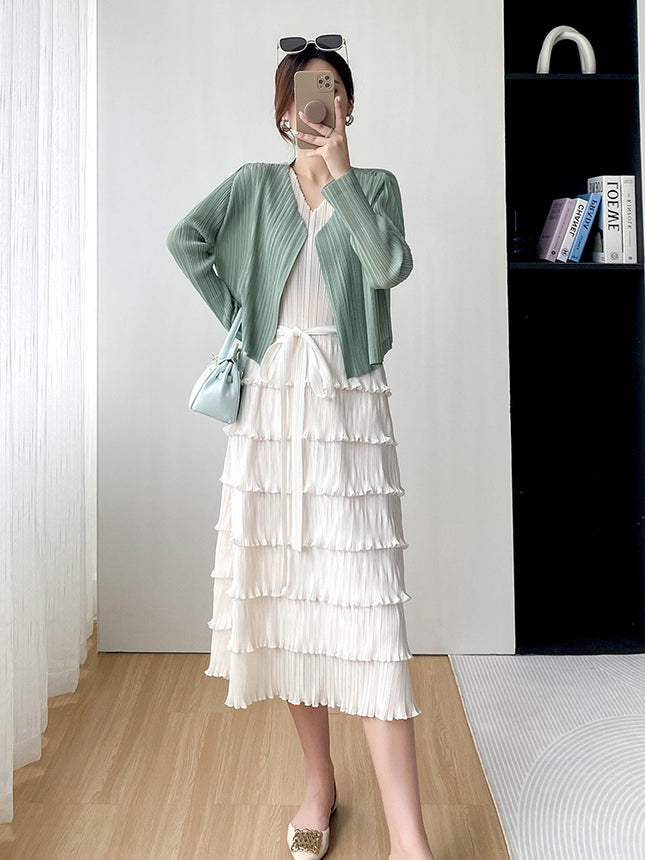 Miyake Elegant Fashion Casual Comfortable Simple Tight Waist Slimming Slim-fit Cake Skirt Women's 2023 Summer New Pleated