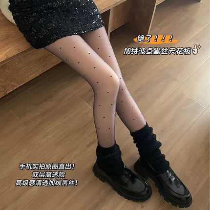 Double Layer Light Leg Artifact Water Light Socks Women's Autumn and Winter fleece-lined Thickened plus size Leggings Naked Warm Pantyhose