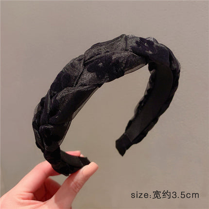 Internet Red Square Explosions Contrast Braid Head Band Wide Edge Non-Slip High-Level Hair Band 2023 New Style Hair Card for Women