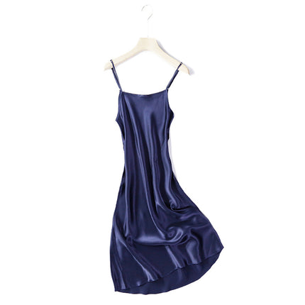 Special Cabinet Style Silk Slip Skirt Pure Mulberry Silk Nightgown Simple Exquisite Petticoat Mid-length Women's dress Solid Color