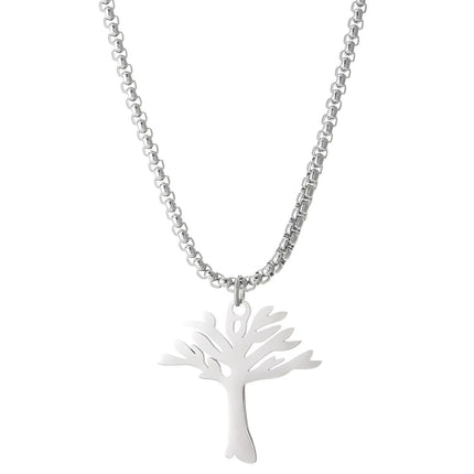 Personalized Versatile Hollow Tree of Life Stainless Steel Pendant Necklace for Women, Simple Non-Fading Chain for Men and Women, Stackable