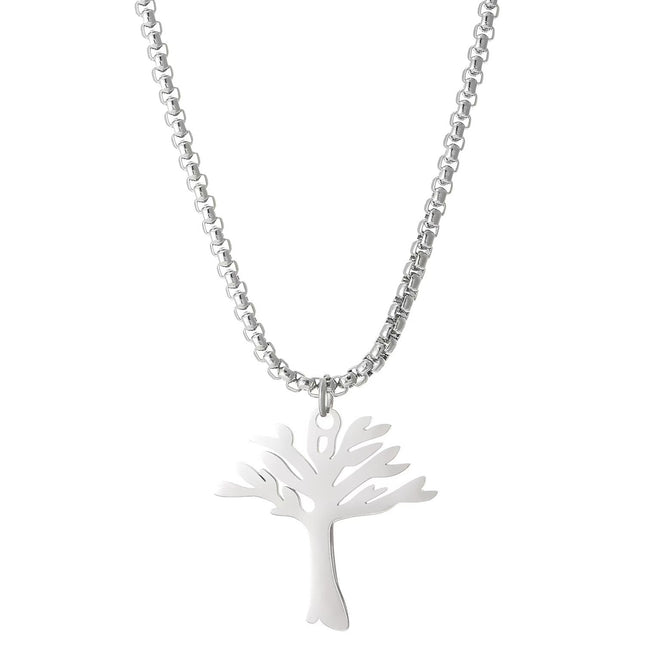 Personalized Versatile Hollow Tree of Life Stainless Steel Pendant Necklace for Women, Simple Non-Fading Chain for Men and Women, Stackable