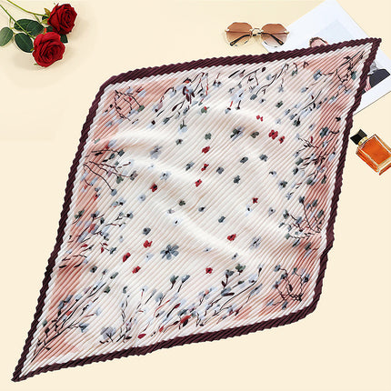 New wrinkled small square scarf female Korean imitation silk printed wrinkled small scarf Joker scarf decorative scarf wholesale
