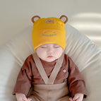 Round-Eared Knit Yellow Single Cap / 1-12 months 38-46cm