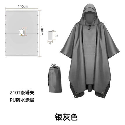 Foreign Trade Multifunctional Poncho Raincoat Unisex Poncho Outdoor Three-In-One Waterproof Raincoat Cycling Hiking Camping Style