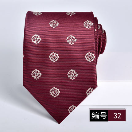 Tie men's formal wear business wine red bridegroom wedding jacquard hand fight 8cm administrative professional New in stock