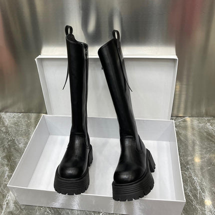 Height-Increasing Thick-Soled Slimming Over-The-Knee Knight High Boots European New Autumn and Winter Fleece-Lined Trendy Women's Boots