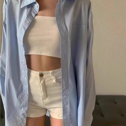 French Top High-end Light Luxury Blue Shirt Jacket Women's Spring and Autumn Sun-protective Clothing New Spring Explosive Shirt