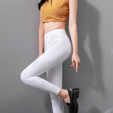 Four-Way Stretch Lightweight Skinny Jeans for Women High-Waisted Spring and Summer Thin Ultra-Thin Stretch Slim Black Leggings