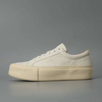 Thick Sole Board Shoes No. 2 New Business White Casual Simple Trendy Shoes Cowhide Men's Explosive Genuine Leather Low-top Board Shoes