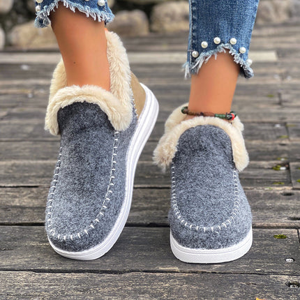Cross-Border Winter New Thick-Soled Snow Boots for Women, Plus Velvet, Thick Fur, Warm Large Size Cross-Border Sewing Bags, Women's Cotton Shoes