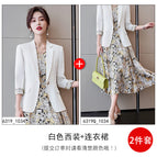 White dress with Floral White Suit / S