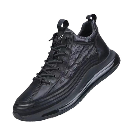 2026 New Model Men's High-Top Sneakers with Air Cushion and Soft Sole, Crocodile Embossed Fashion Casual Sports Shoes for Men